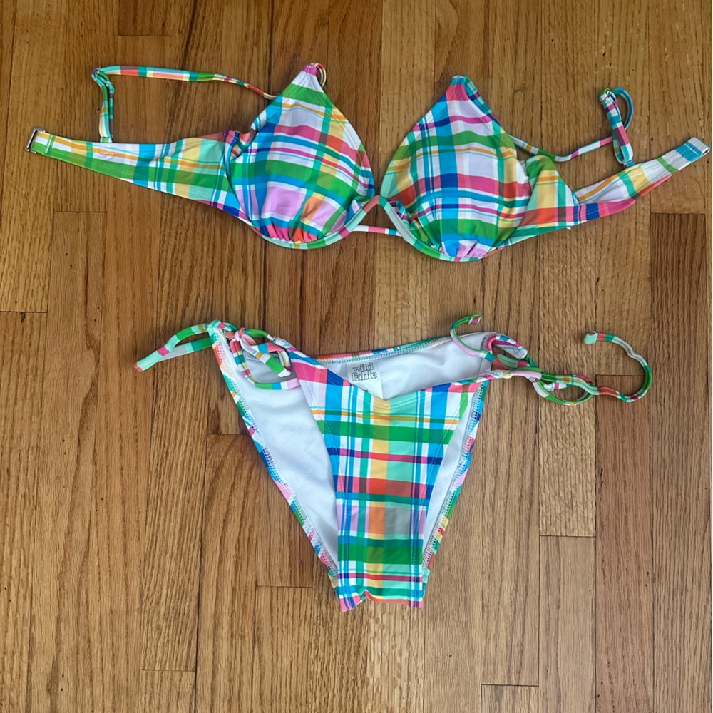 wild fable Multicolor Plaid Bikini Bottoms